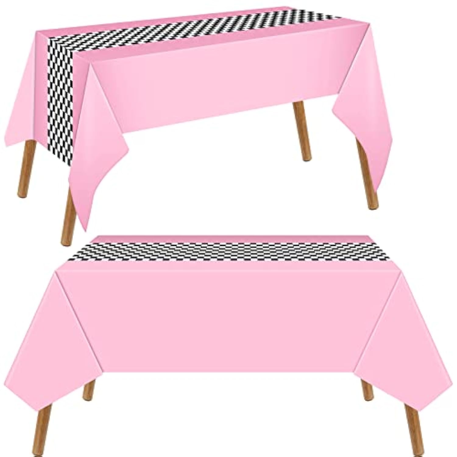 3PCS Car Birthday Party Tablecloths (54"x108") for Racing Theme Decor (Pink)