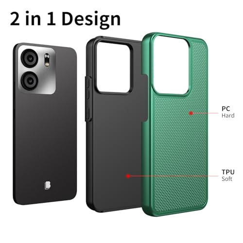 For Blu View 5 Phone Case With Tempered Glass Screen Protector,Dual Layer Heavy Duty Shockproof Protection Phone Case Cover For Blu View 5 (Dark Green)