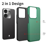 For Blu View 5 Phone Case With Tempered Glass Screen Protector,Dual Layer Heavy Duty Shockproof Protection Phone Case Cover For Blu View 5 (Dark Green)