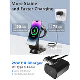 Mag-Safe 3 In 1 Wireless Charging Station, [6-Color Rgb Light] 15W Fast Magnetic Wireless Charger Stand For Multiple Devices Apple, For Iphone 16 15 14 13 12 Pro Max/Plus/Pro, For Iwatch 2 To 9