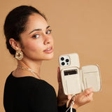 Compatible With Iphone 16 Pro Case Wallet, Zipper Leather Card Holder With Rfid Blocking Detachable Wrist Strap For Women For Iphone 16 Pro, 6.3"-Beige