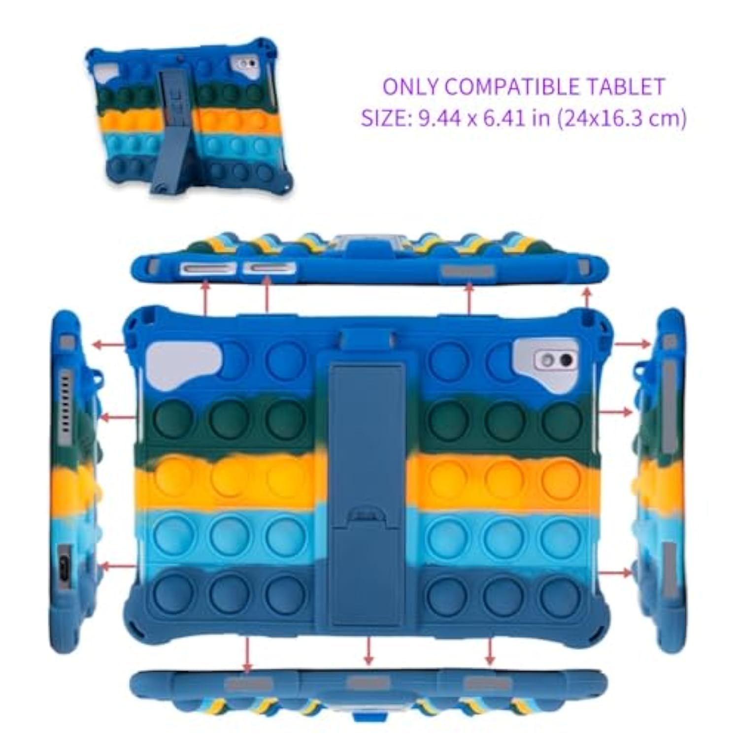 10.1 Inch Silicone Case For Vastking Kingpad K10/Z10/Blackview/Teclast/Byybuo 10.1Inch Tablet Cover With Lanyard/Stylus/Pen Holder For Vastking Kingpad K10 (Colorful Dark Blue)