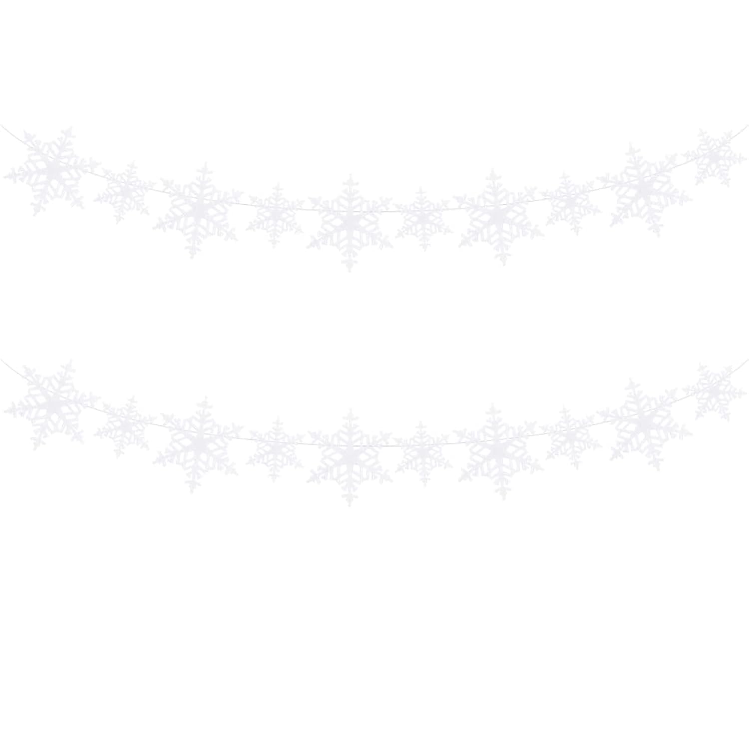 White Snowflake Garland Felt Banner Winter Garland Snow Banner Christmas Snowflakes Holiday Party Decorations Pack Of 2