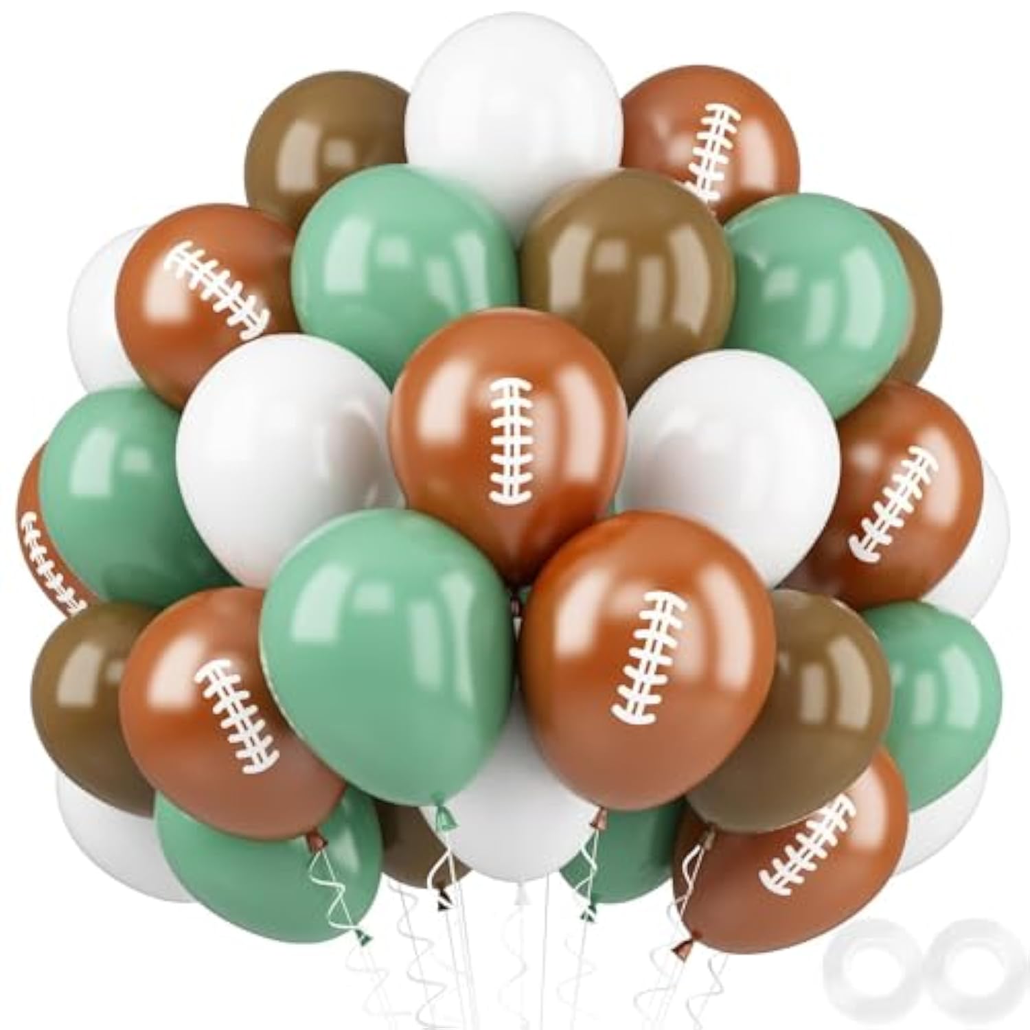 Football Balloons, 52 Pcs 12 Inch Brown Bean Green White Football Printed Balloons, Football Party Decorations For Football Boys Sports Rugby Baby Shower Birthday Game Football Party Decorations