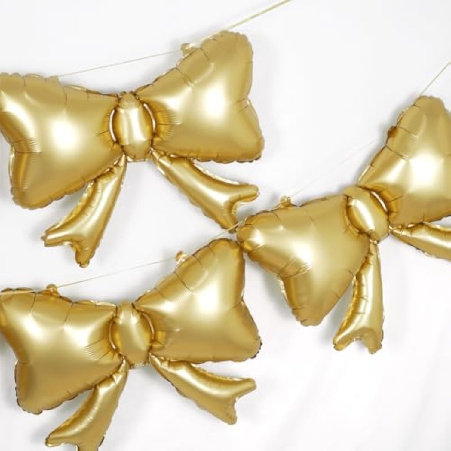 6 Pieces Bow Balloons, Gold Matte Metallic Foil Bowtie Balloon For Women Men Girls Boys Bow Happy Birthday Party, Wedding Bridal Shower, Baby Shower, Balloon Garland Accessories