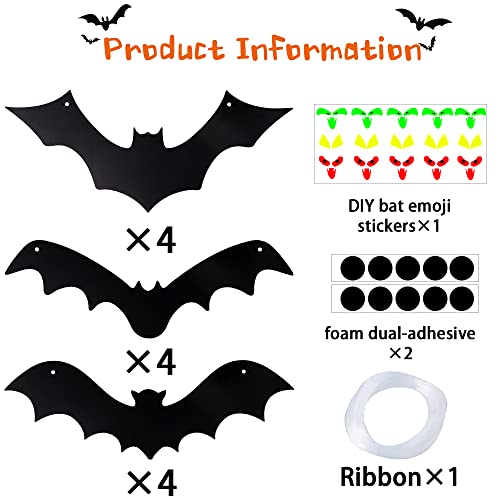 Halloween Hanging Bats for 12PCS 3D Halloween Yard Outdoor Decoration