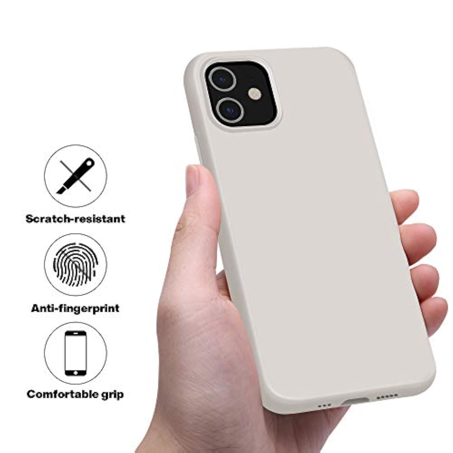 Soft Silicone Designed For Iphone 12/12 Pro Case,[Military Grade Drop Protection] [Anti-Scratch Microfiber Lining] Shockproof Protective Phone Case Slim Thin Cover 6.1 Inch,Stone