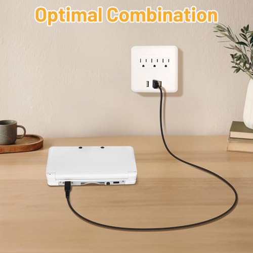 1PC 3.9FT 3DS Charger Cable + 1PC Dual Mode USB Type-C Charging Cable Adapter for New 3DS XL, 3DS XL