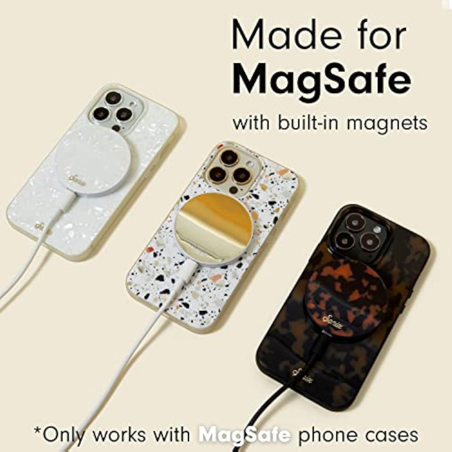 Sonix Charger for MagSafe iPhone 15, 14, 13, 12 Series | Fast Wireless Charger x 6.5ft Cable (USB-C) | Brown Tort