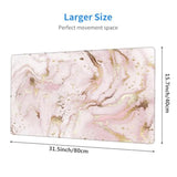 Large Desk Mouse Pad,Pink And Gold Marble Pattern Desk Mat For Desktop,Extended Gaming Mousepad,Rubber Base Xxl Non-Slip Computer Keyboard Pads For Gamer,Office School Home, 31.5 X 15.7 Inch