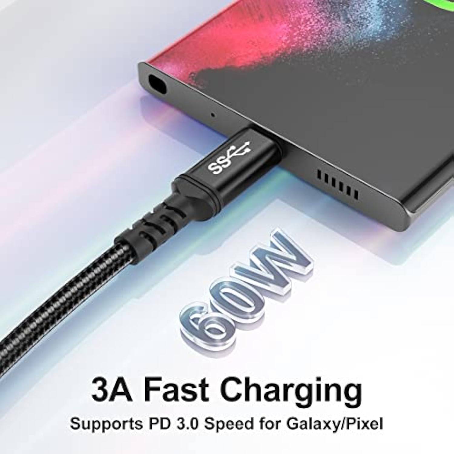 Usb C To Usb C Cable 1.5Ft, [4Pack] 60W Short Type C Charger Fast Charging 5Gb