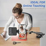 Overhead Phone Mount, Articulating Arm Cell Phone Holder With Led Light, Flexible Phone Stand For Live Streaming, Video Recording, Painting Lighting, Cooking