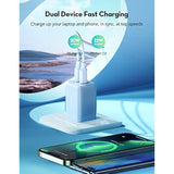 Usb C Wall Charger,35W Dual Usb Port Block,Type C Charger Fast Charging Power Adapter Compatible With Iphone 16/15/14/13/12/11/X,Samsung Series,Sony,Moto, Ipad,Macbook, Blue