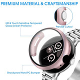 18 Pack Case For Google Pixel Watch 3/2/1 41Mm With Tempered Glass Screen Protector, Shockproof Hard Pc Bumper Protective Cover Compatible With Pixel Watch 3/2/1 41Mm