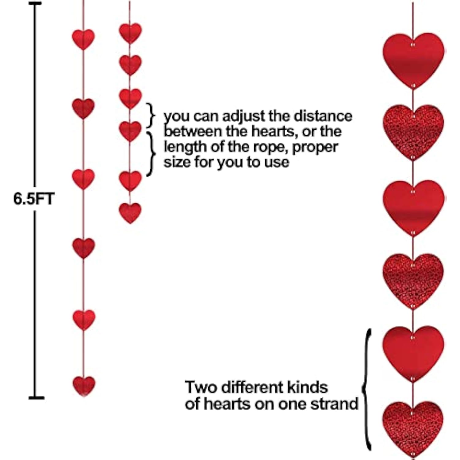 90 Hearts Valentines Day Heart Banner Decorations Felt Red Heart Shape