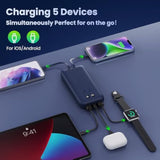 Portable Charger Powerbank 40,800Mah With 2 Built-In Cables,25W Pd Fast Charging +Qc 4.0 Quick Phone Charging Power Bank, 5 Outputs Lcd Display Usb C Battery Pack For Iphone 16/15 Android Galaxy Etc