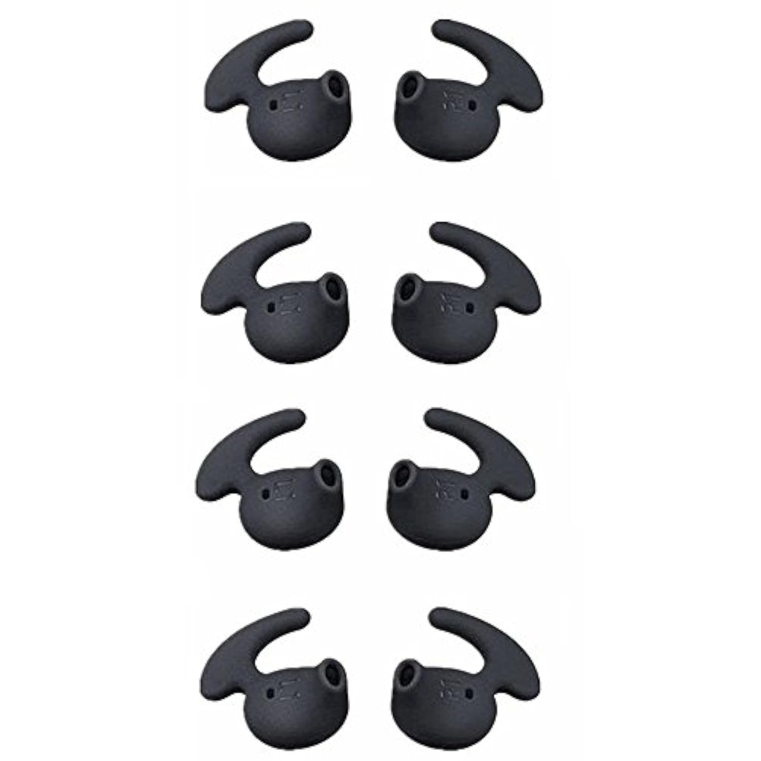 Replacement Eargel Tips For Samsung Galaxy S6 Edge S7 Edge Note 7 Earphones, Samsung Galaxy S6 S7 Note 5 Ear Gels, Anti Slip Sport Hook Design, Black And White 4 Pairs (Black)