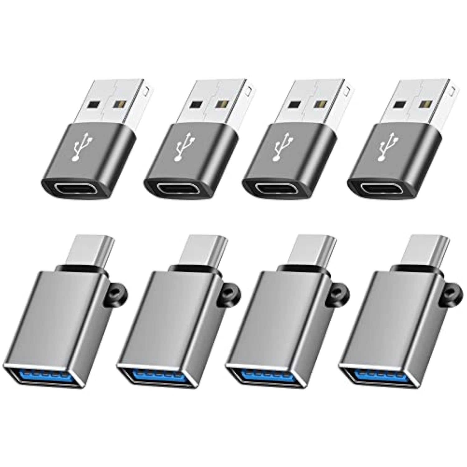 Usb To Usb C Adapter 8 Pack,Usb C To Usb Adapter,Usb C To Usb A Adapter,Usb To C Adapter,Usb-C To Usb Adapter,Usb To Usbc-C Adapter For Iphone,Macbook Pro,Ipad,Imac And More(Grey)