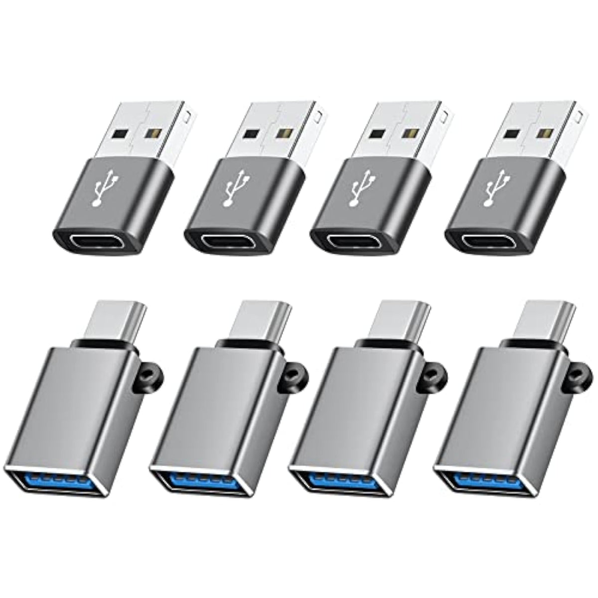 Usb To Usb C Adapter 8 Pack,Usb C To Usb Adapter,Usb C To Usb A Adapter,Usb To C Adapter,Usb-C To Usb Adapter,Usb To Usbc-C Adapter For Iphone,Macbook Pro,Ipad,Imac And More(Grey)