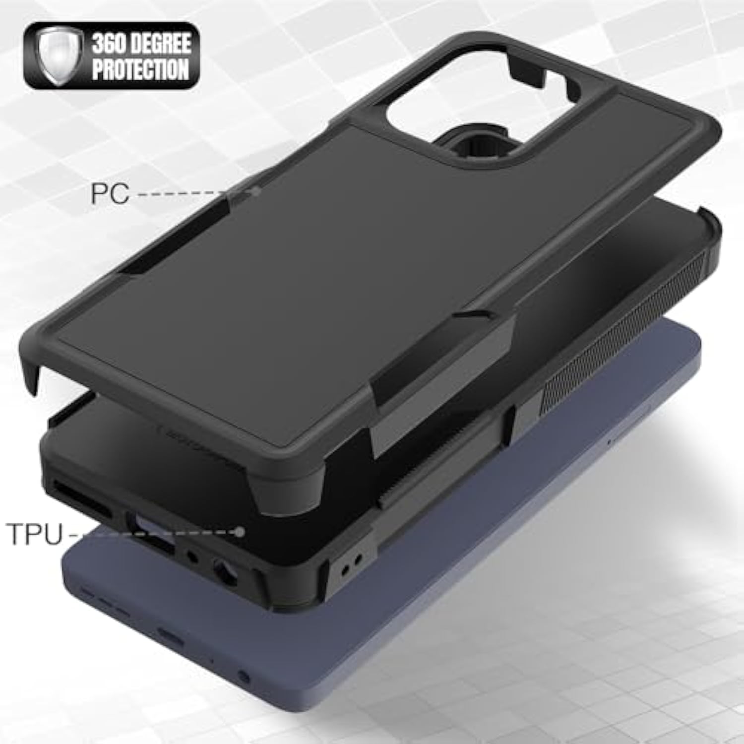 For Moto G Power 2025 Case: Dual Layer Protective Heavy Duty Cell Phone Cover Shockproof Rugged With Hd Screen Protector - Military Protection Bumper Tough - Motorola Moto G Power 2025, Black