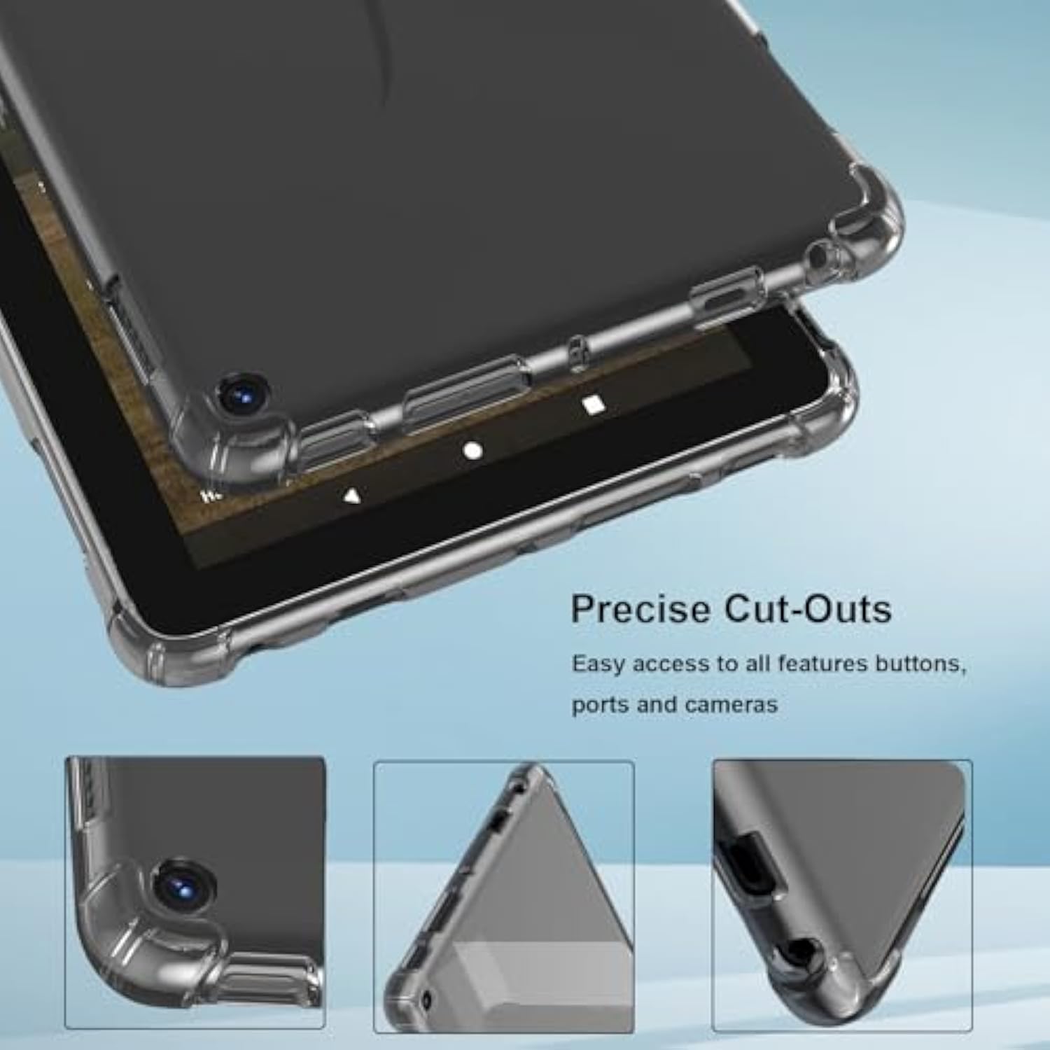 Clear Tpu Back Case For 8.0" Kindle Fire Hd 8 Tablet (8Th/7Th/6Th Generation,