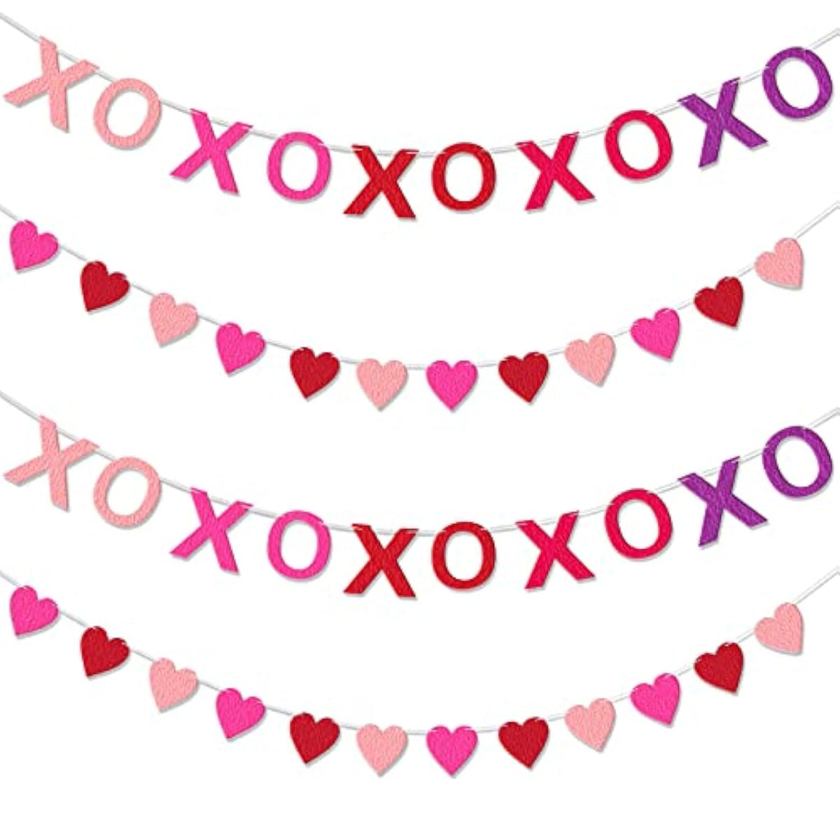 4 Pcs Felt Banner Valentines Decorations Pink Felt Ball Garland Hanging Banner Valentines Decor For Anniversary Wedding Valentine‘S Day