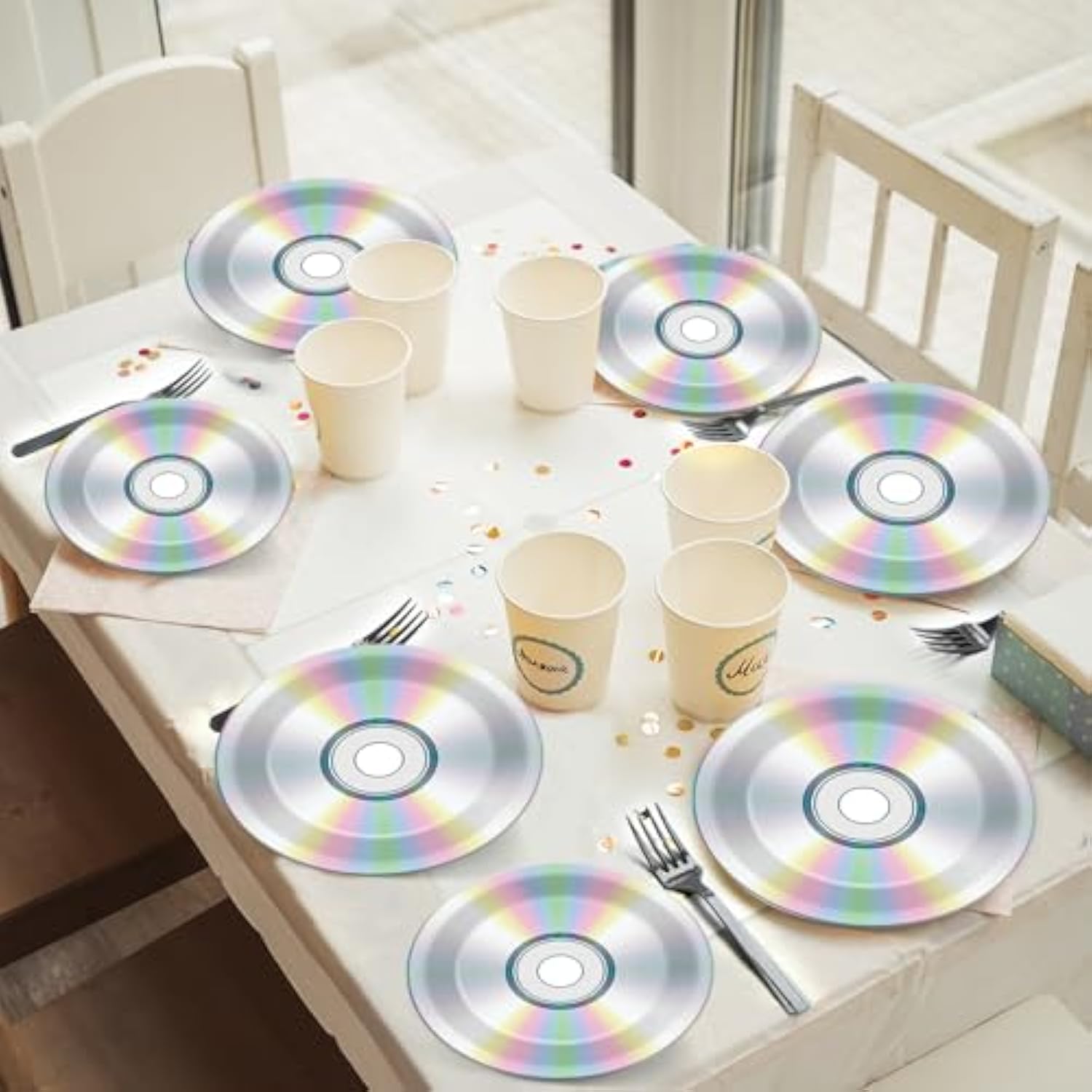 100Pcs Cd Paper Plates 90'S Party Plates 7In And 9In Retro 90S Theme Party Decorations 1990'S Supplies 90S Birthday Disc For Back To The 90'S Throwback Music Supplies Favors