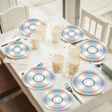 100Pcs Cd Paper Plates 90'S Party Plates 7In And 9In Retro 90S Theme Party Decorations 1990'S Supplies 90S Birthday Disc For Back To The 90'S Throwback Music Supplies Favors