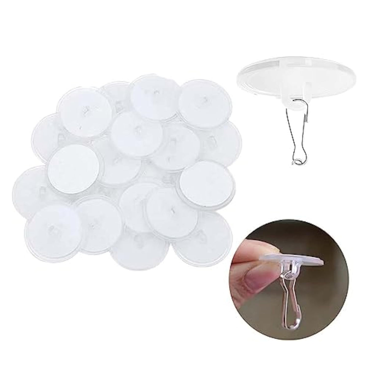 40 Pack Self Adhesive Wall Hook Sticky Ceiling Hooks Small Disc Sticker Hanger For Christmas Festival Wedding Decorations Baloon Storage Display 2Cm/0.78”