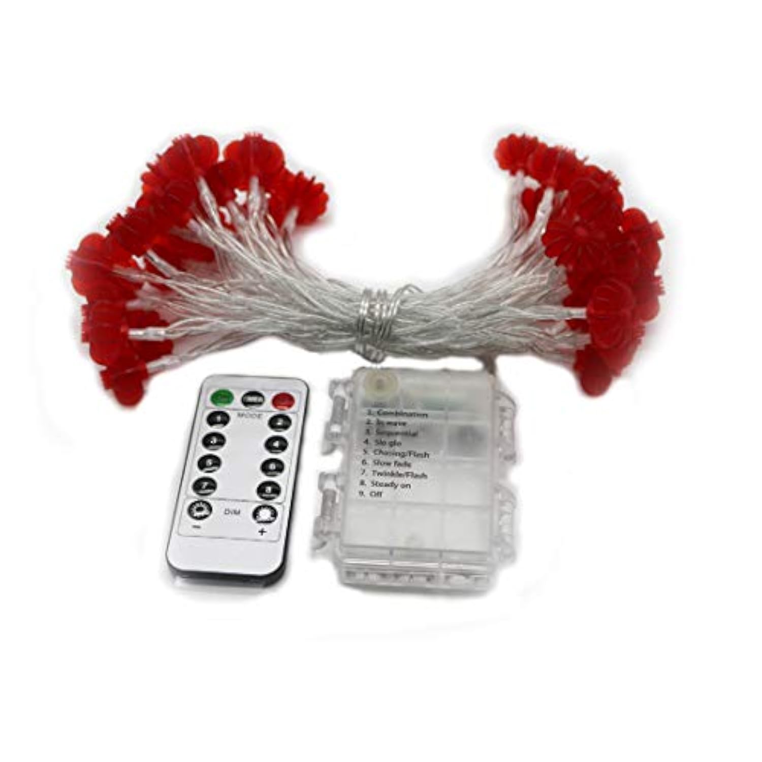 Red Lantern String Light,Battery Operated Waterproof 8 Modes 40 Leds 20Ft Fairy String Lights Remote Control Decor Light
