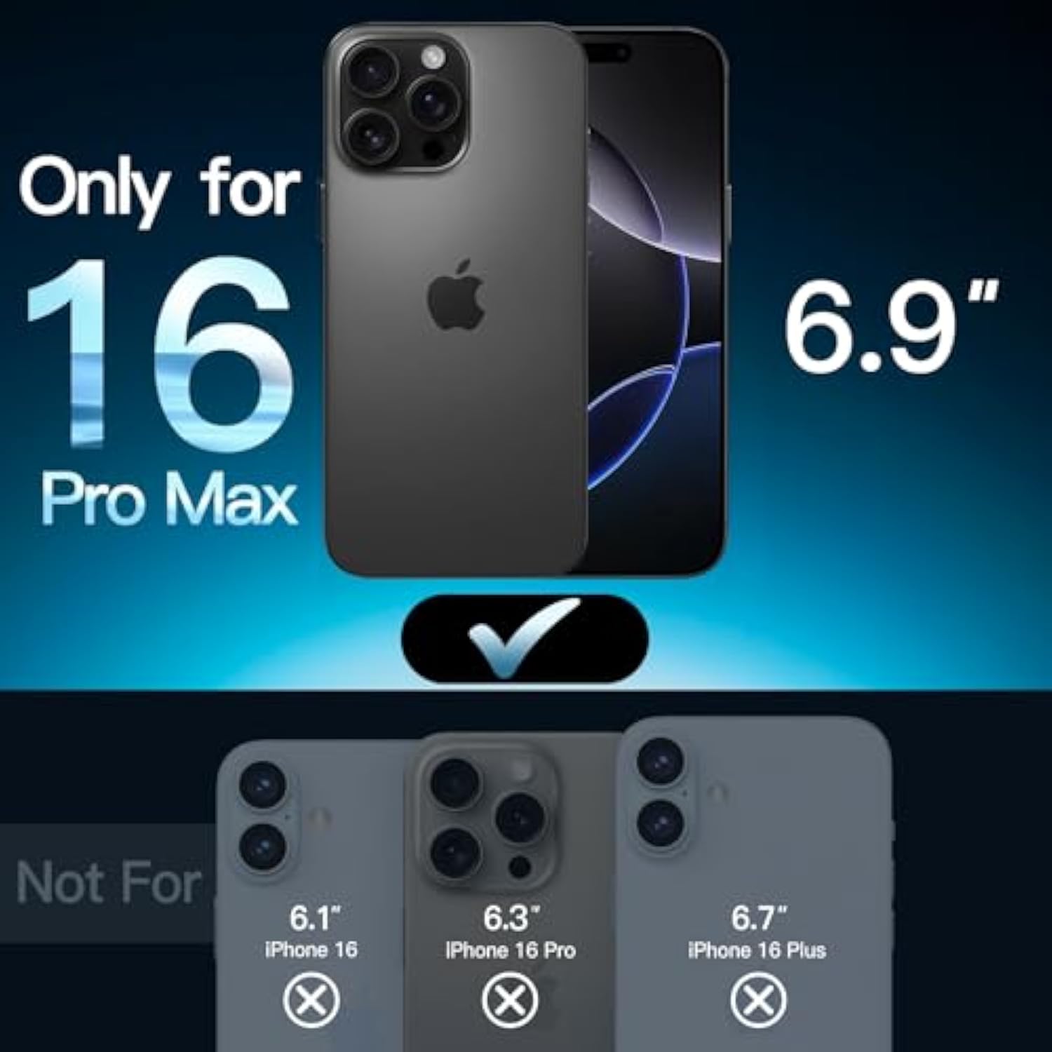 JETech 5 in 1 Matte Case for iPhone 16 Pro Max 6.9-Inch with 2-Pack Each Tempered Glass Screen Protector and Camera Lens Protector, Translucent Back Shockproof Phone Cover (Black)