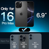 JETech 5 in 1 Matte Case for iPhone 16 Pro Max 6.9-Inch with 2-Pack Each Tempered Glass Screen Protector and Camera Lens Protector, Translucent Back Shockproof Phone Cover (Black)