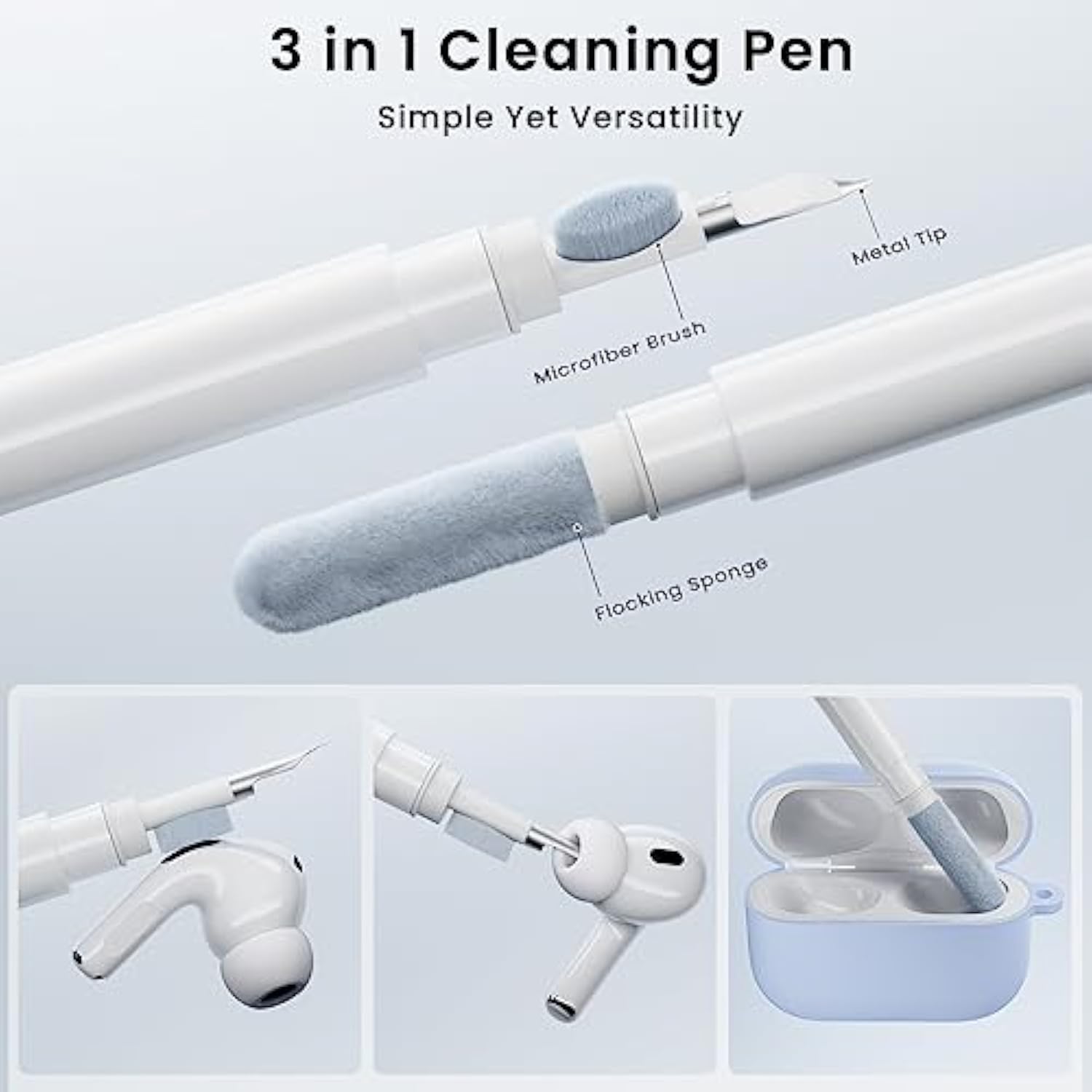 For Airpods Pro 2 Case, Compatible With Airpods Pro 1St/2Nd Generation, Soft Silicone Cover With Cleaner Kit, Eartips Protector & Keychain-Baby Blue