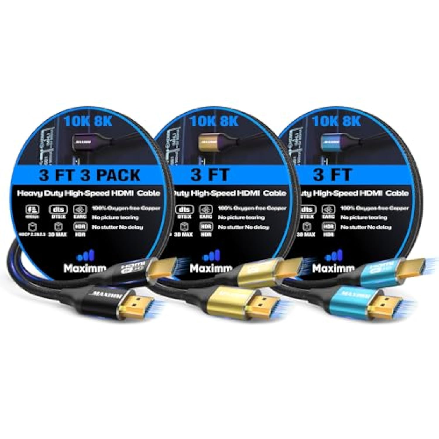 HDMI Cable 8k (Maximm Cable’s New Upgraded Design) HDMI 2.1, 3ft, Certified 48