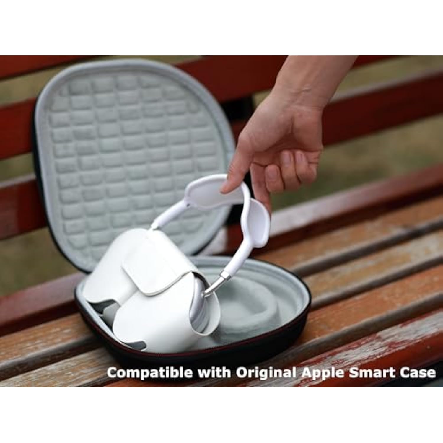 All-In-One Hard Travel Case For Apple Airpods Max Wireless Over-Ear Headphones, Compatible With Original Apple Smart Case Charge Cables,Slim Organizer Hard Shell Bag With Sleep Mode (Smart)