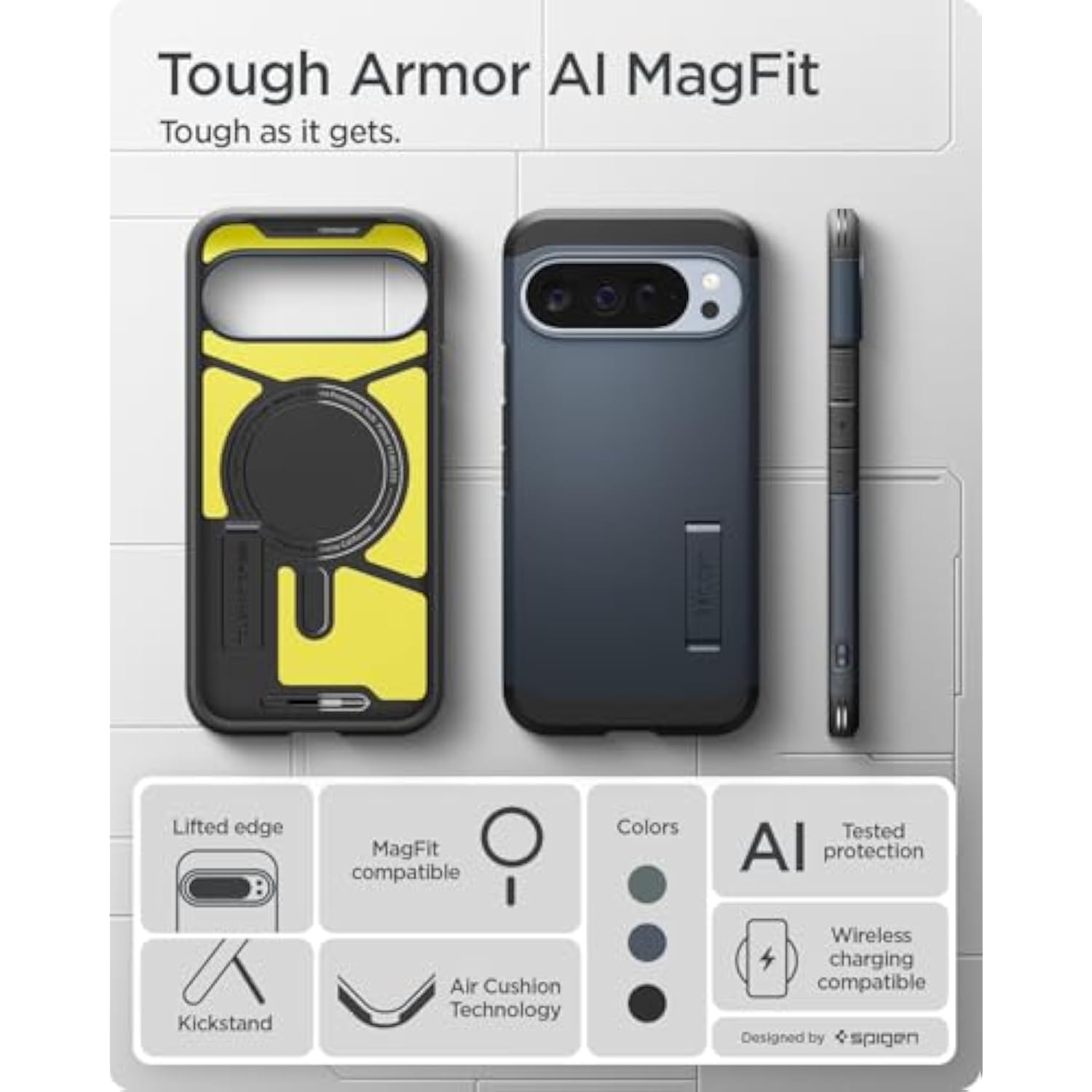 Spigen for Pixel 10 Pro XL Case, Tough Armor MagFit (2025) [Designed for Pixelsnap, Compatible with MagSafe Accessories] - Metal Slate