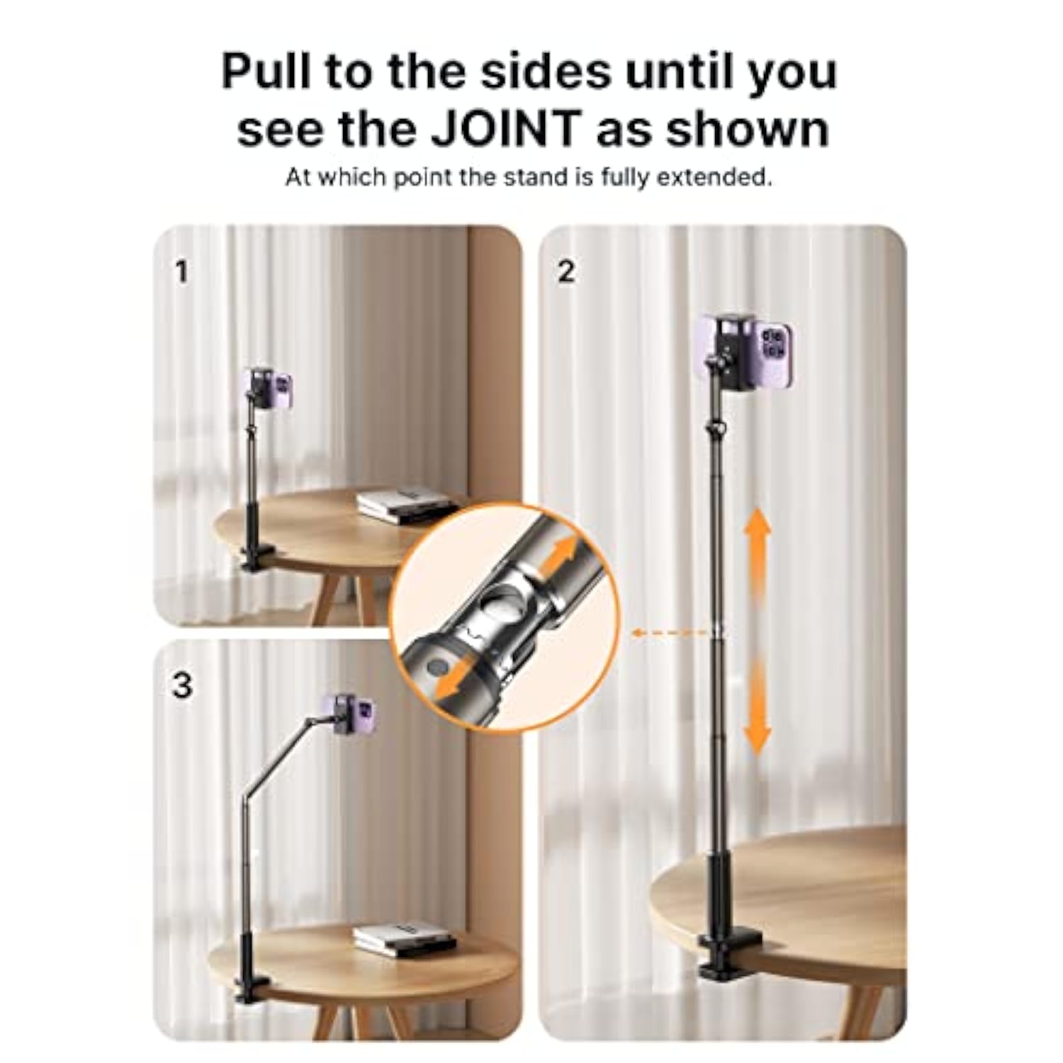 Phone Holder For Desk And Bed Compatible With Iphone 16 15 14 13 12 Overhead Phone Mount Gooseneck Phone Stand Flexible 360 Lazy Long Arm Clamp Clip For Table Bedside [1-Pack, Black]