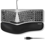 Wired Ergonomic Keyboard For Mac - Compatible Backlit Apple Keyboard With Wrist Rest (Curved For Comfort) For Macbook Pro/Air, Imac, Mac Mini