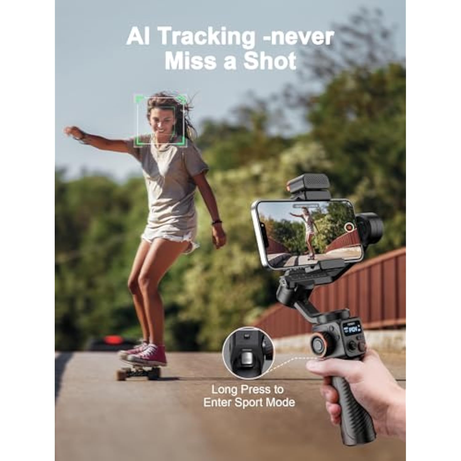 hohem iSteady M6 Kit Gimbal Stabilizer for Smartphone, 3-Axis Phone Gimbal with AI Tracking, Magnetic Fill Light, 18H Long Lasting Battery Stabilizer for iPhone & Android, Ideal for Video Recording