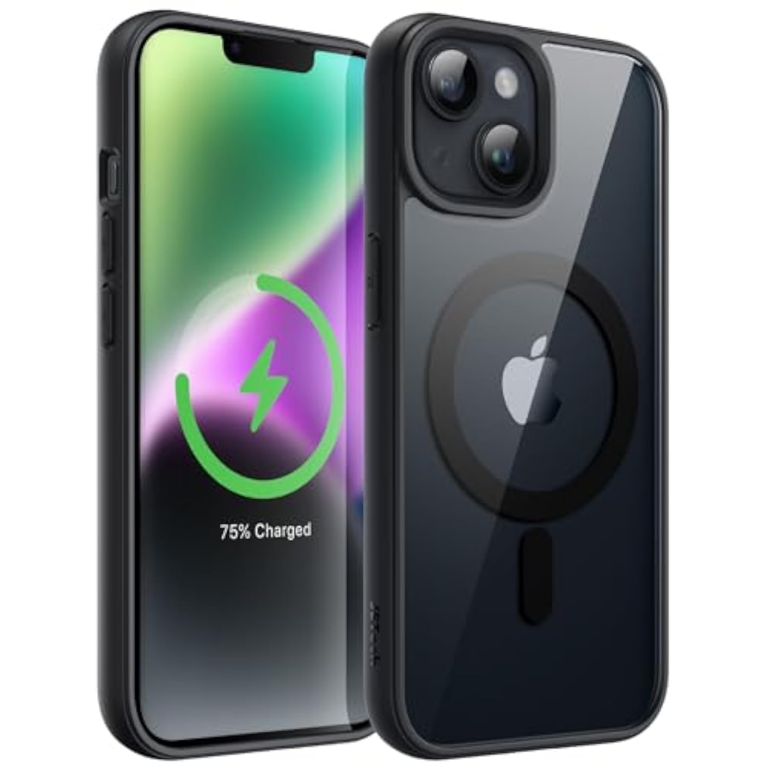 JETech Magnetic Case for iPhone 14 6.1-Inch Compatible with MagSafe, Shockproof Phone Bumper Cover, Solid Color Matte TPU Frame, Anti-Scratch Clear Back (Midnight)