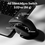 M6 Wireless All Silent Gaming Optical Mouse, 1000Hz Tri-Mode 2.4 Ghz/Bluetooth 5.3/Wired, Pixart 3311 Sensor, 12000 Dpi, Magnetic Metal Scroll Wheel For Windows Pc/Mac - White