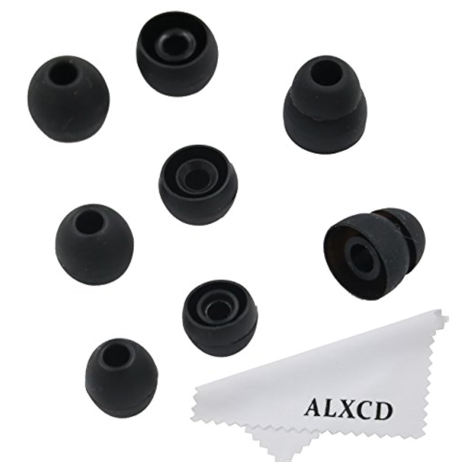 Eartip For Lg Hbs Series Wireless Earphone, Sml & Double Flange Silicone Replacement Earbud Gel Tip, Fit For Lg Hbs-750 770 800 810 900 910 Tone Pro Ultra Plus Infinim [4 Pair] (Black)