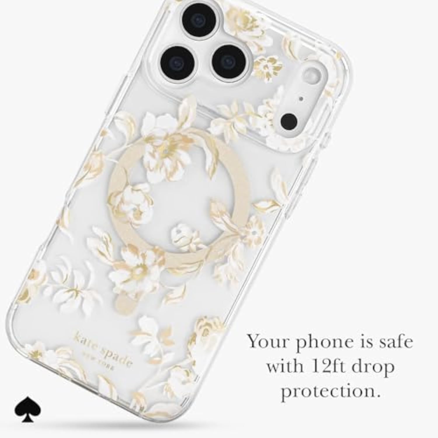Autumn Toile iPhone 17 Pro Max Case with Reflective Gold Accents and Floral Print