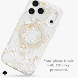 Autumn Toile iPhone 17 Pro Max Case with Reflective Gold Accents and Floral Print