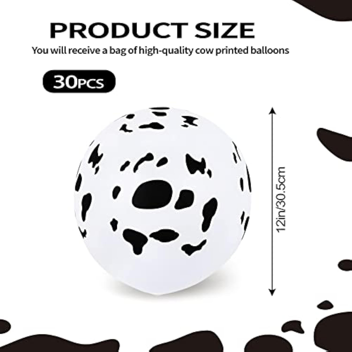 30Pcs Cow Print Balloons Western Cowboy Theme for Kids' Birthday Party Decor