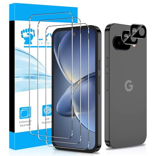 for Google Pixel 10A Screen Protector, 3 Pack 9H Hardness Tempered Glass Film +2 Pack Camera Lens Protector, Fingerprint Unlock Support, HD Clear