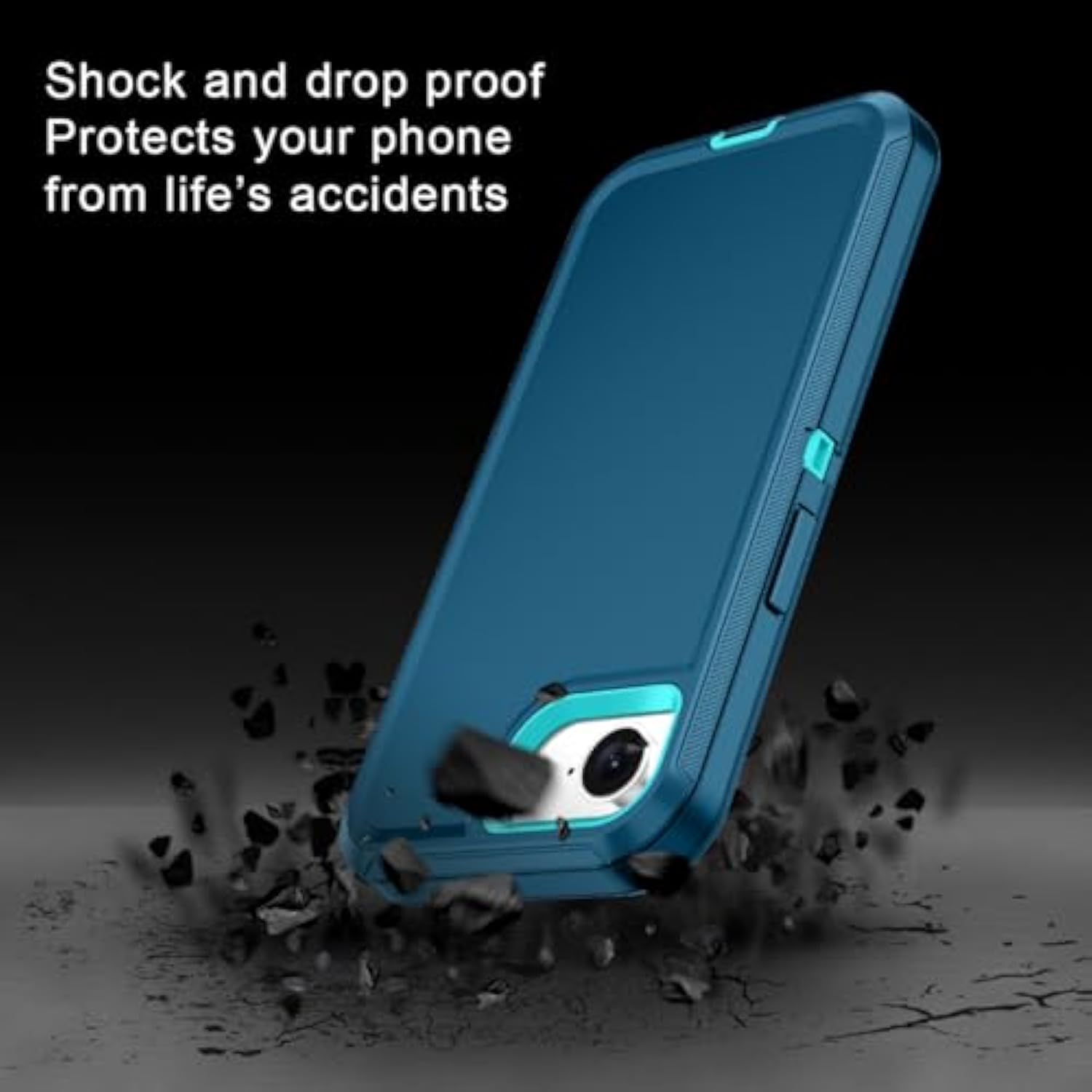 For Iphone 16E Case Shockproof Dust/Drop Proof 3-Layer Full Body Protection [Without Screen Protector] Rugged Heavy Duty Cover Case For Apple Iphone 16E 6.1" 2025,Turquoise