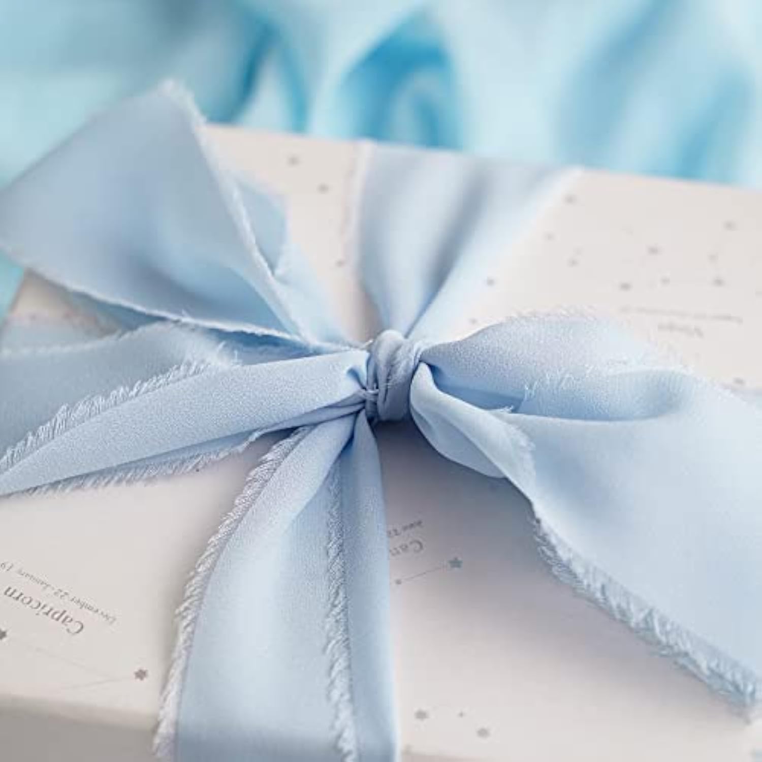 Chiffon Ribbon Handmade Fringe Silk Ribbon 2" X 7 Yards Baby Blue Chif