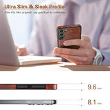 For Galaxy S23 Case 5G, Premium Leather Luxury Pu Non-Slip Grip Rugged Bumper Shockproof Full Body Protective Cover Men Women Phone Cases For Samsung Galaxy S23 (2023) 6.1 Inch - Brown