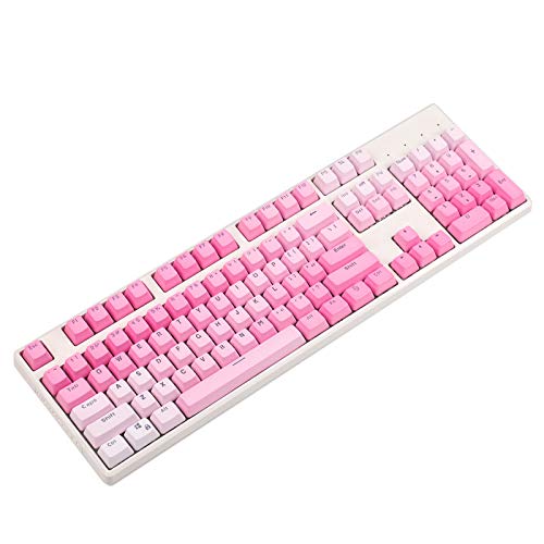 Double Shot 104 Dyed Pbt Shine Through Keyset Oem Profile Keycap Set For Cherry Mx Switches Mechanical Keyboard 104 87 61 (Pink Gradient) (Only Keycaps)